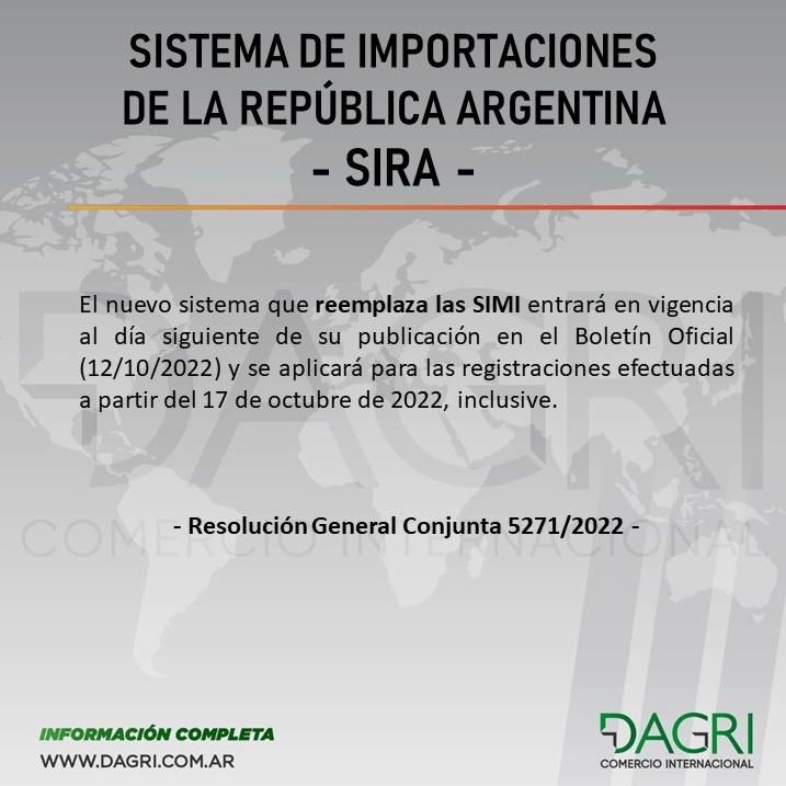 SISTEMA DE IMPORTACIONES DE LA REPÚBLICA ARGENTINA (SIRA)